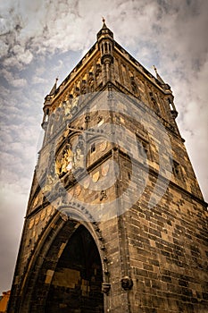 The imponent powder tower in Prague from below