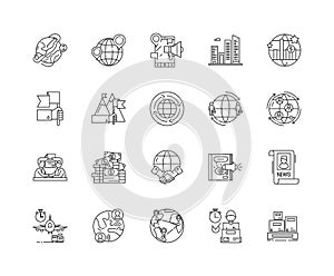 Import business line icons, signs, vector set, outline illustration concept