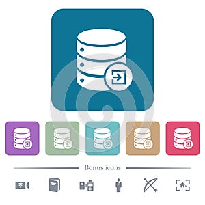 Import database flat icons on color rounded square backgrounds photo