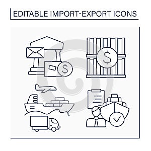 Import and export line icons set