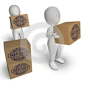 Import Stamp On Boxes Shows Importing Goods And Commodities