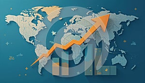 Import tariffs increasing concept with red arrow going up.