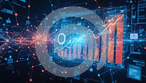 Import tariffs increasing concept with red arrow going up.