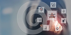 Import tariffs increasing, global trade concept.