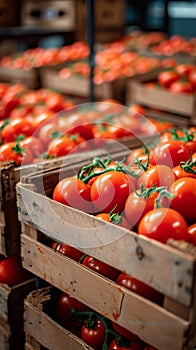 Import tomatoes, red harvest, packed in a carefully curated box