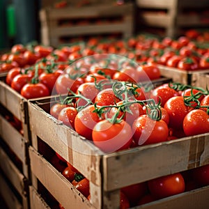 Import tomatoes, red harvest, packed in a carefully curated box