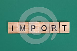 Import word from wooden letters on green background