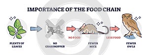 Importance of food chain as lack of animal nutrient situation outline diagram