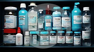 Importance of proper medication usage and storage. organized medical space for dispensing