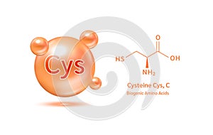 Important amino acid  Cysteine Cys, C and structural chemical formula