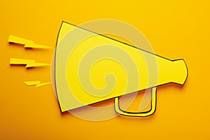 Important announcement concept with megaphone on orange background