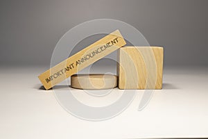 An important announcement sentence was written. Wooden concept studio shoot