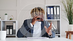 important call busy black man mobile communication