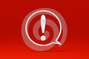 important exclamation icon sign or attention caution mark, graphic element symbol on red background with warning problem error