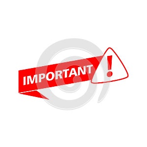 Important icon for attention message banner for marketing with exclamation mark isolated on white background