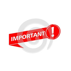 Important icon for attention message banner for marketing with exclamation mark isolated on white background