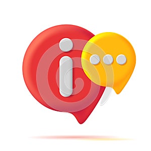 Important information 3d icon with message speach bubble, 3d graphic