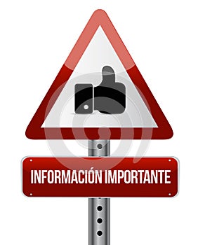 important information like Spanish sign