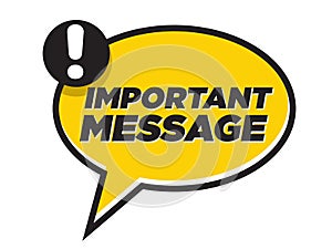 Important message black and yellow hazard. Vector banner, sign with exclamation mark for attention grabbing. photo