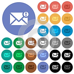 Important message round flat multi colored icons