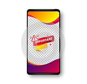 Important paper banner. Attention message tag. Vector