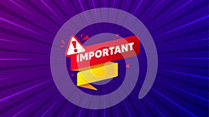 Important paper banner. Attention message tag. Vector