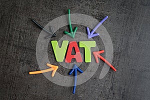 Important of VAT, tax in buy and sell business, colorful arrows