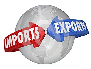 Imports Exports Arrows Around World Global International Business photo