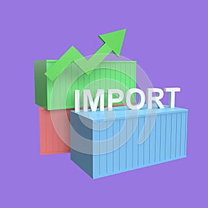 imports of goods rose 3d icon model cartoon style. render illustration photo