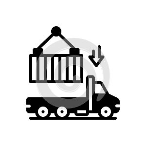 Black solid icon for Imports, logistics and loading photo