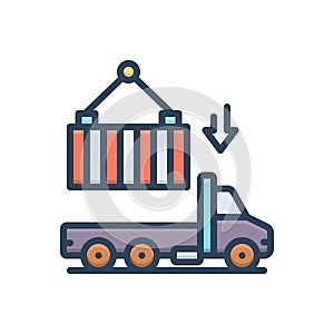 Color illustration icon for Imports, logistics and crane photo