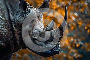 Imposing African rhino head. Generate Ai photo