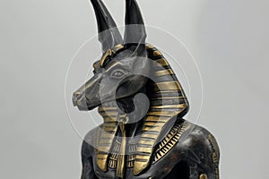 Imposing Anubis metallic statue. Generate ai