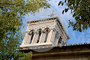 The imposing bell tower of the Cathedral of Valence in France