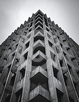 Imposing Brutalist Concrete Architecture Facade