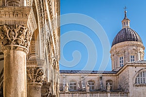 Imposing Church tower dome in Dubrovnik photo