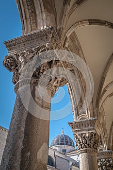 Imposing Church tower dome in Dubrovnik