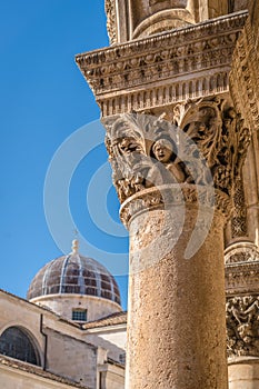 Imposing Church tower dome in Dubrovnik