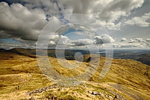 Imposing clouds cover the Lake District landscape