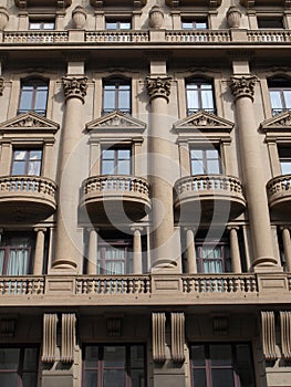 Imposing faÃÂ§ade of a stone building photo