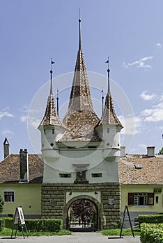 Imposing image of the ecaterina gate of Brasov on a summer day