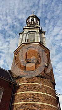 The imposing Munttoren clock tower in Amsterdam