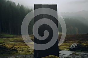 Imposing Stone black monolith. Generate Ai photo