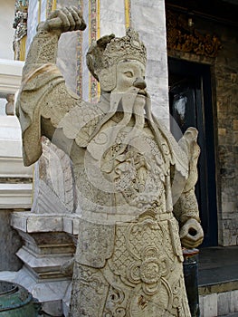 Imposing Stone Guard with flowing beard - Royal Palace