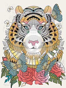 Imposing tiger adult coloring page