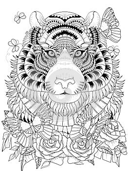 Imposing tiger adult coloring page photo