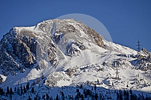 Imposing view of Austrian High Tauern Alps in winter