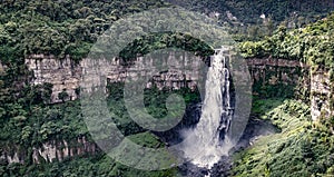 Imposing waterfall of El Salto de Tequendama in Colombia