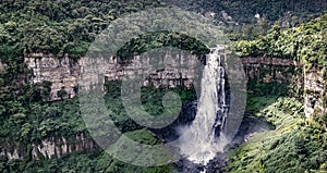 Imposing waterfall of El Salto de Tequendama in Colombia photo