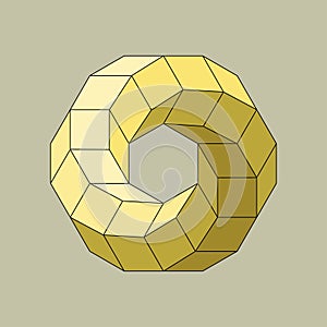 Impossible 3D Toroidal Polyhedron, Geometric Art.